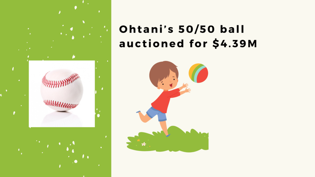 Ohtani’s 5050 ball auctioned